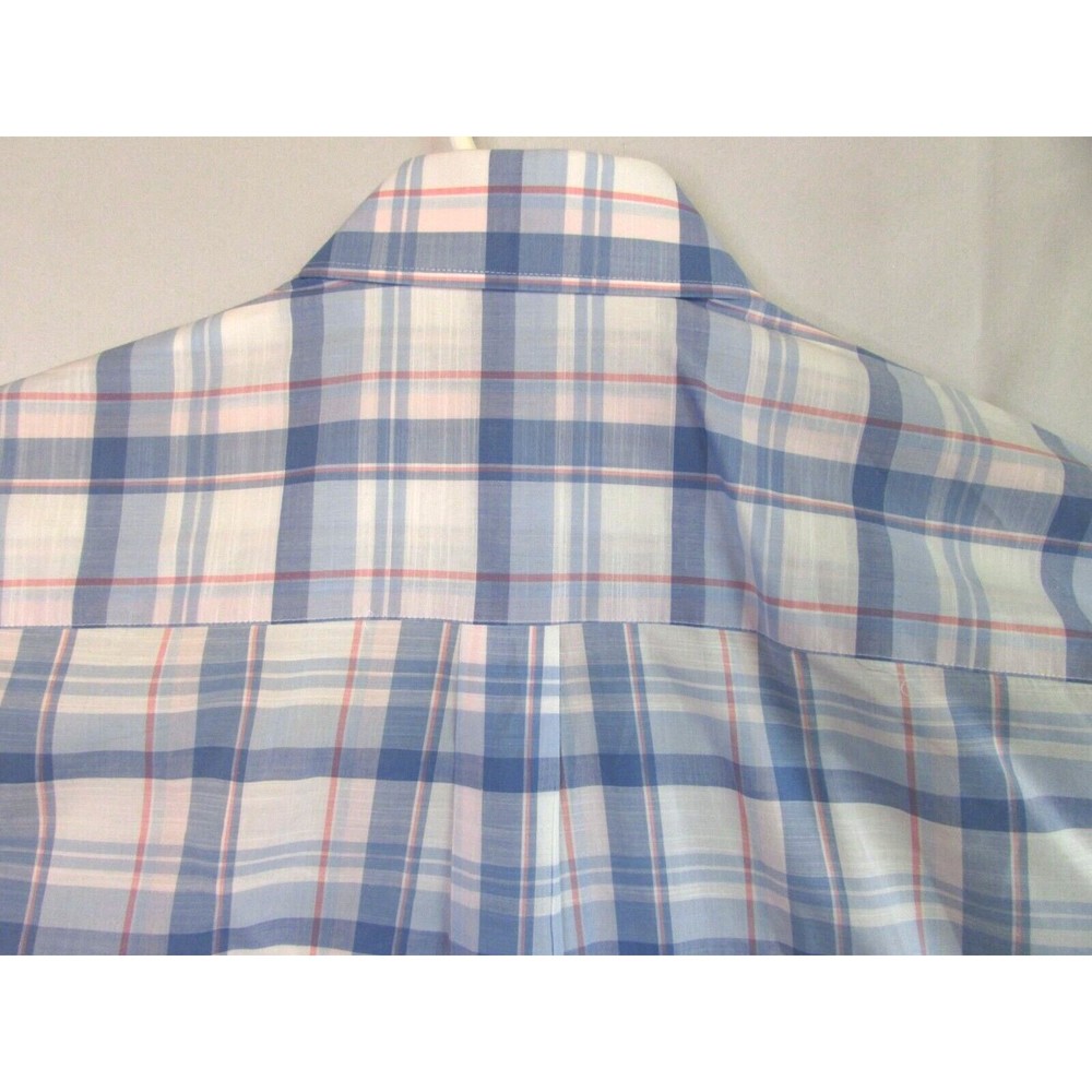 Peter Millar Men's Medium Blue Plaid Button Down Long Sleeve Cotton Spandex - Picture 7 of 12